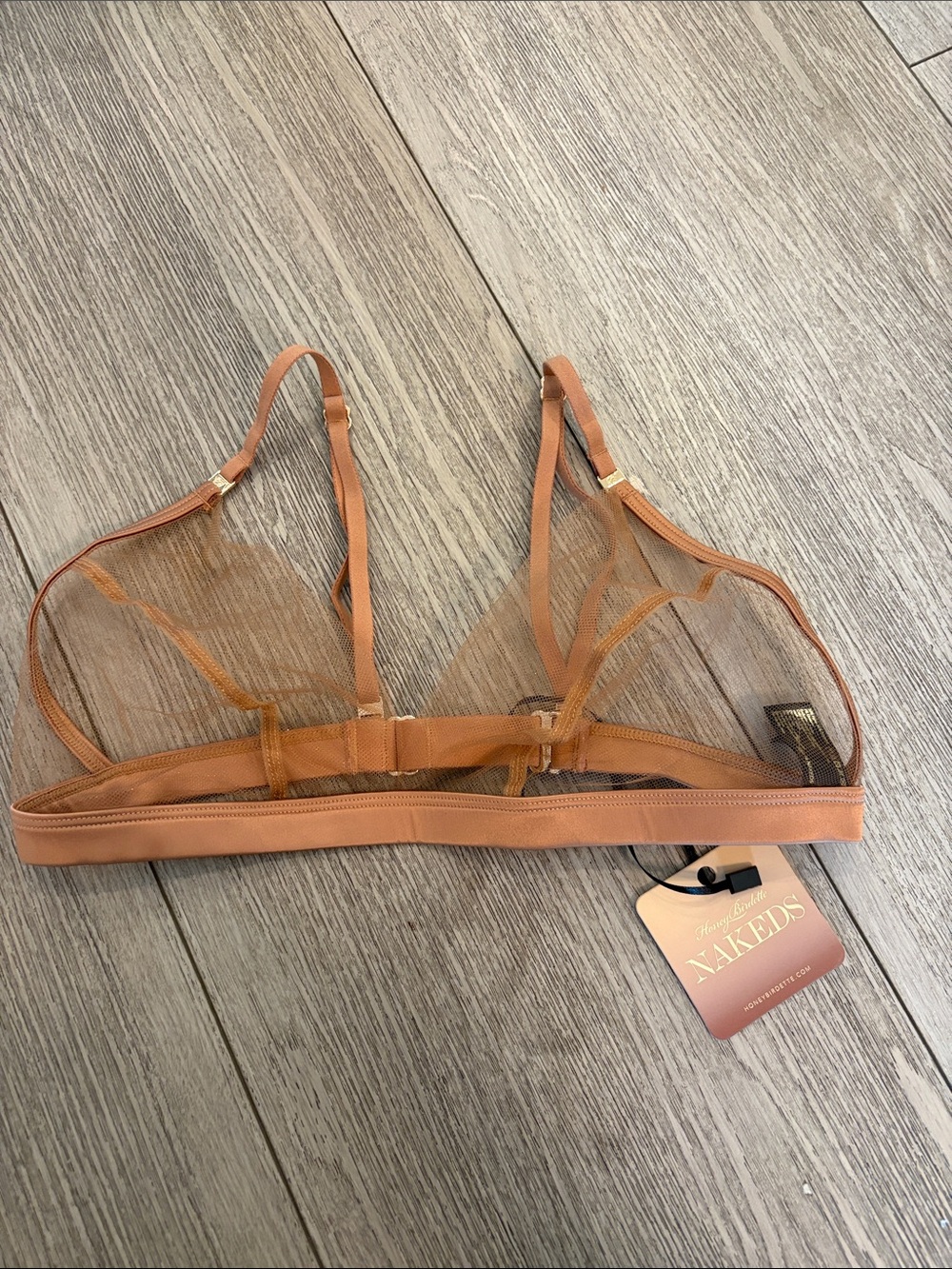 Honey Birdette Sheer Mesh Bralette in Tan